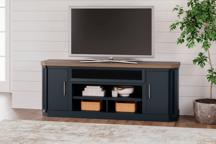 Landocken - XL TV Stand W/Fireplace Option - Brown / Blue image 3