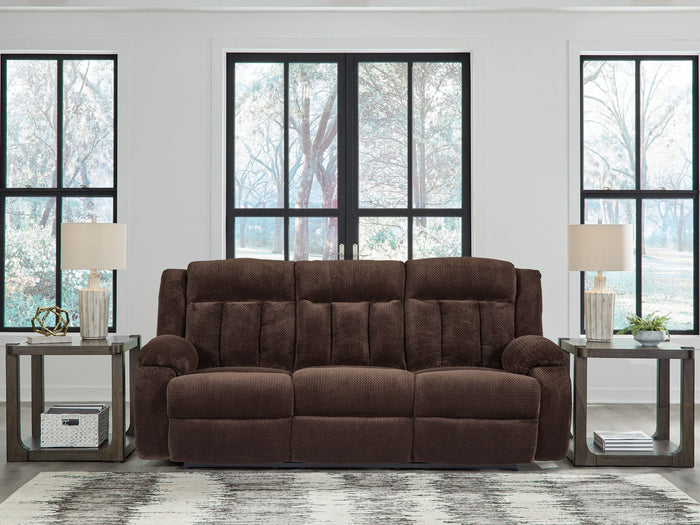 Free Wake - Reclining Power Sofa With Drop Down Table - Chocolate image 3
