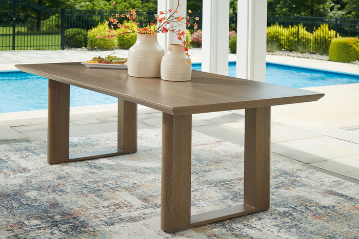 Serene Bay - Rectangular Dining Table With Umbrella Option - Dark Brown image 3