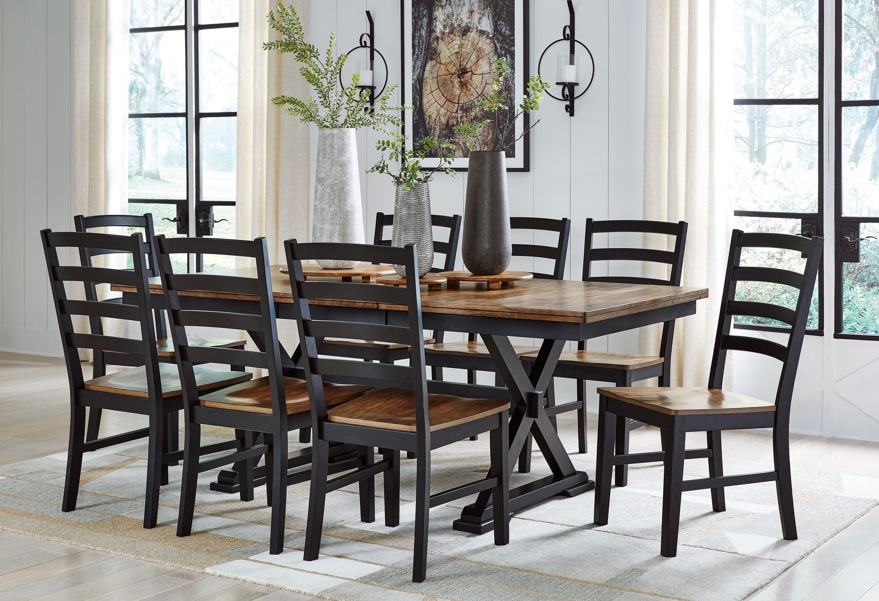 Dark Brown / 9 Pc. Table, 8 Chairs