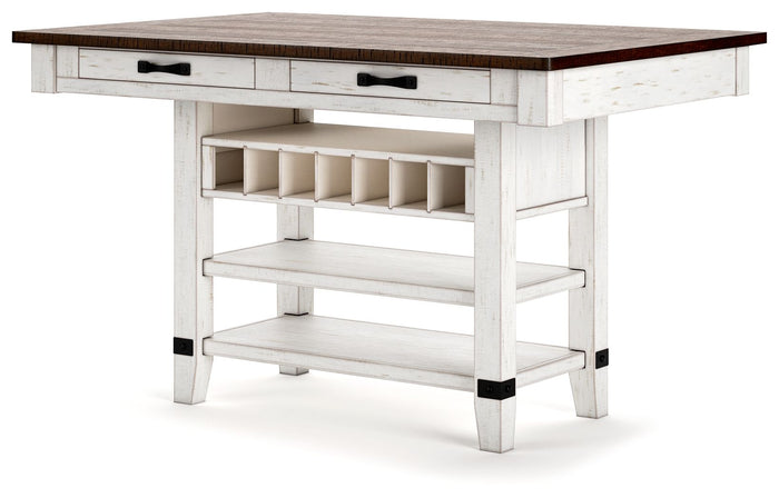 Valebeck - Rect Dining Room Counter Table With Wine Rack image 4