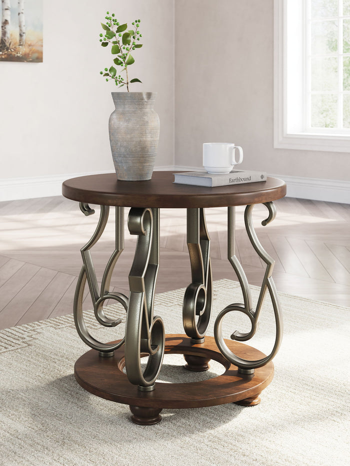 Frallyn - Round End Table - Dark Brown image 4
