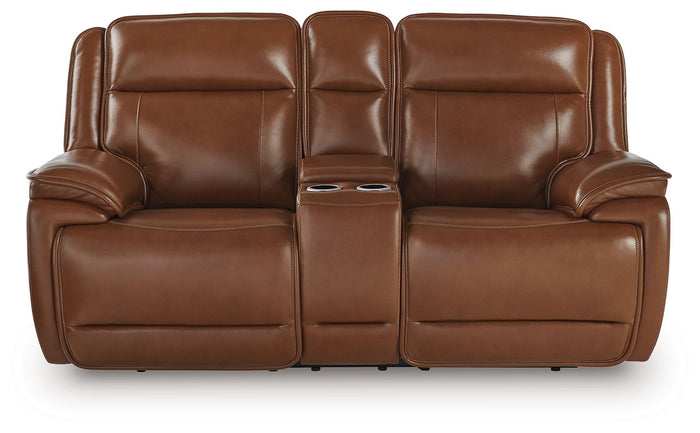 Healy Pier - Power Reclining Loveseat With Console / Adj Headrest - Chocolate image 2