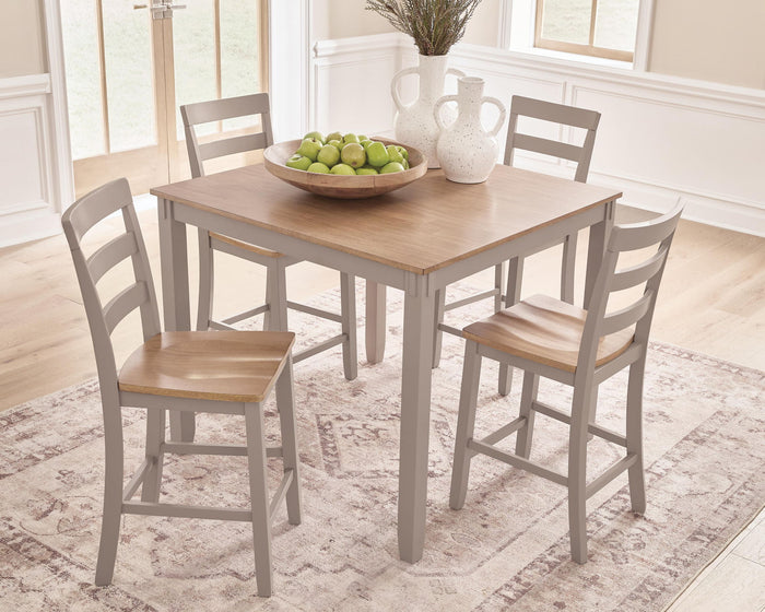 Harperfeld - Dining Room Counter Table Set (Set of 5) - Natural / Gray image 4