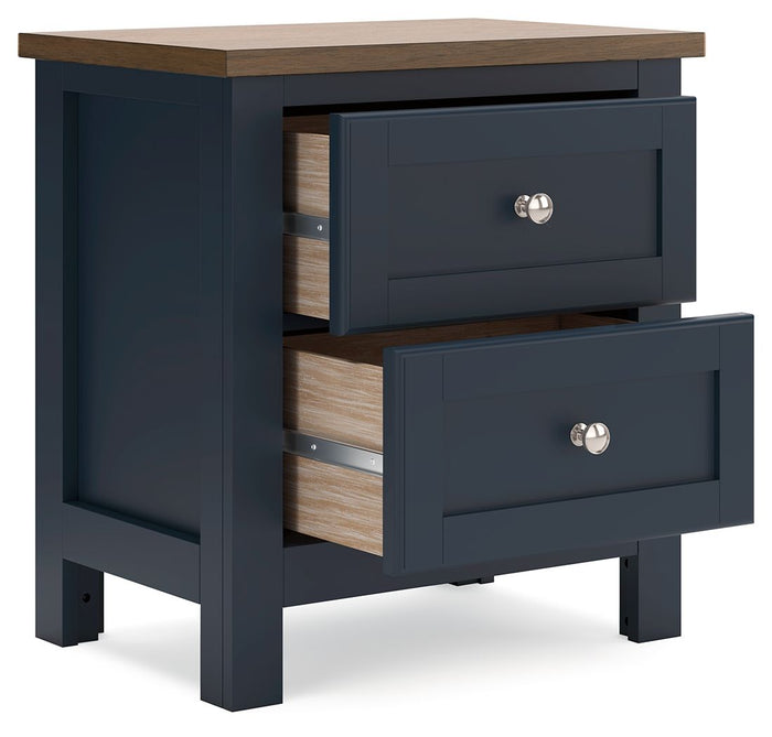 Landocken - Two Drawer Night Stand - Brown / Blue image 3