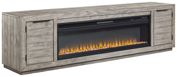 Naydell - 92" TV Stand With Wide Fireplace Insert - Gray image 1