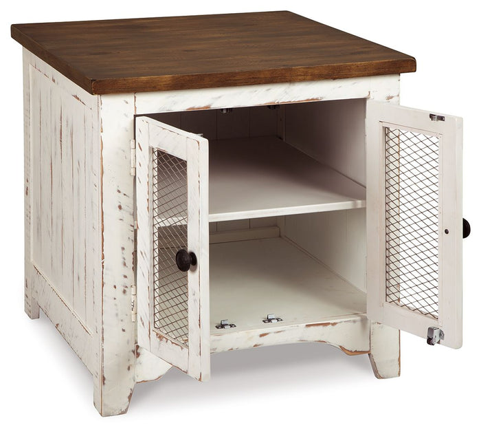 Wystfield - Rectangular End Table - 2 Doors - White / Brown image 4