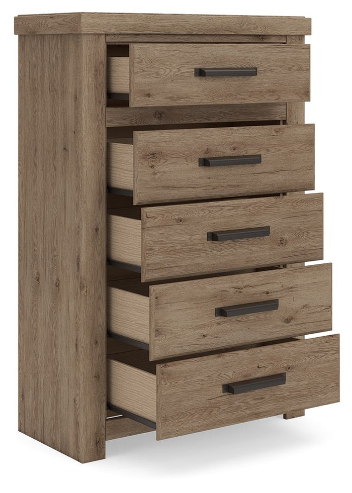 Oliandon - Five Drawer Chest - Light Brown image 2
