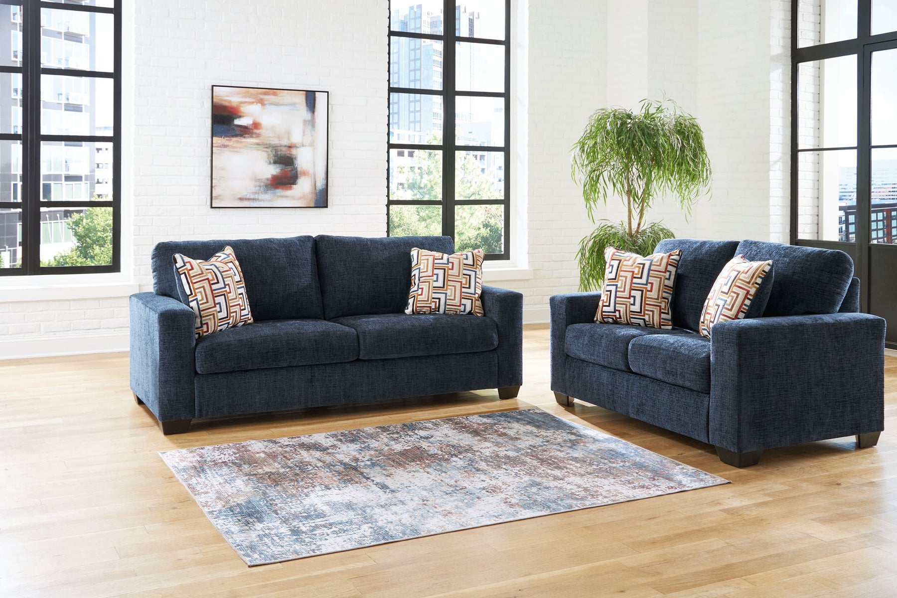 Blue / 2 Pc. Sofa, Loveseat