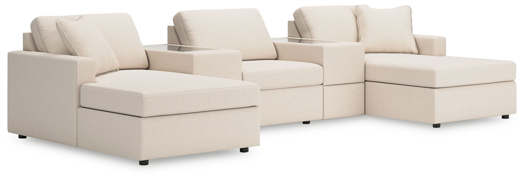 White / 5 Pc. Pit Sectional With Storage Consoles