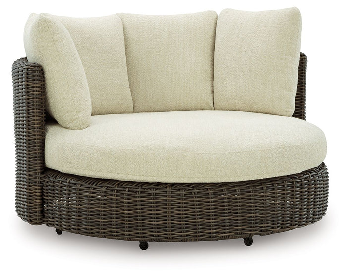 Kimora - Swivel Lounge Chair With Cushion - Beige / Dark Brown image 1