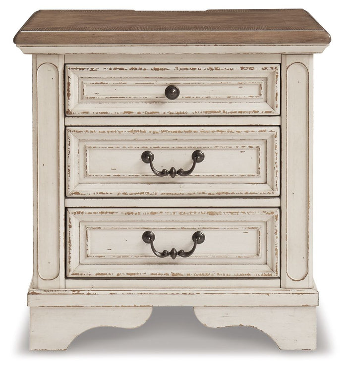 Realyn - Three Drawer Night Stand - White / Brown / Beige image 4