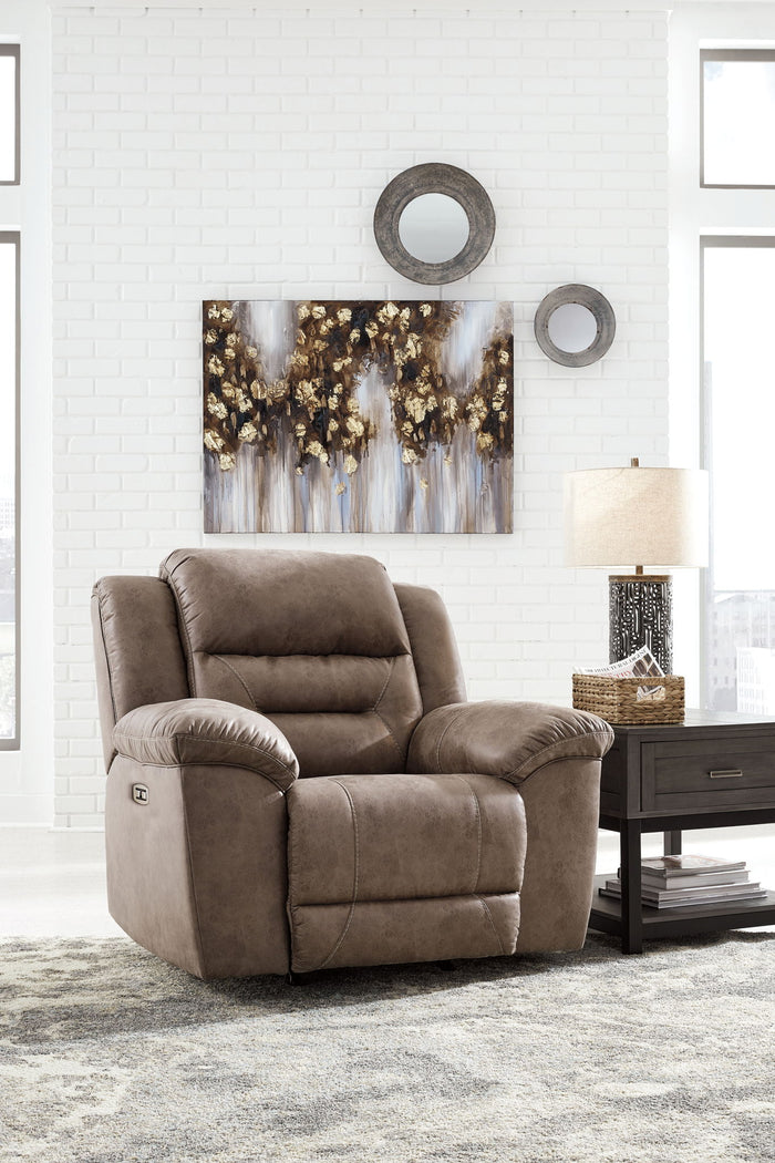 Stoneland - Power Rocker Recliner - Faux Leather - Fossil image 2