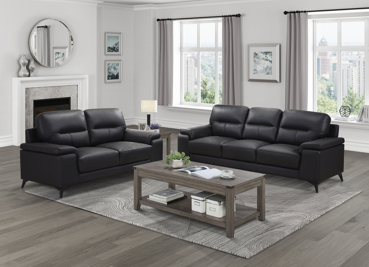 Raven Loveseat, Black Leather Match