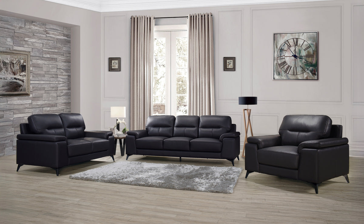 Raven Accent Chair, Black Leather Match