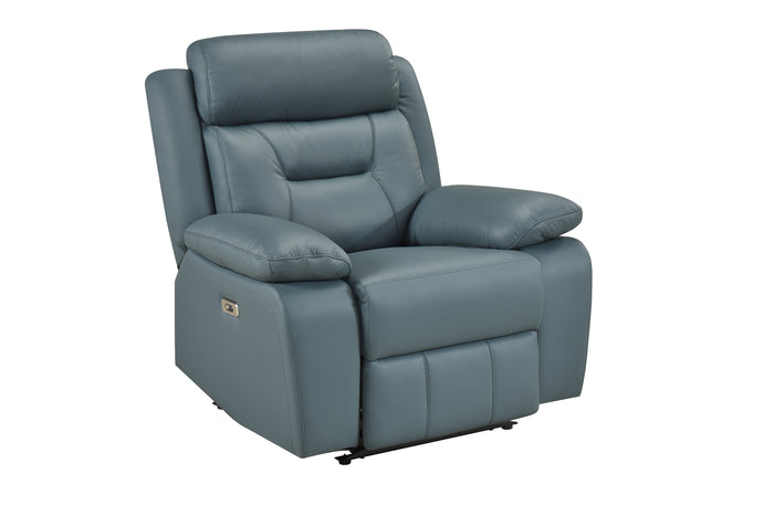 Monroe Dual-Power Glider Recliner, Blue-Grey Leather Match image 4