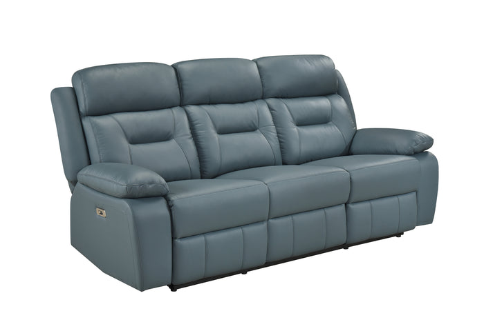Monroe Power Double Reclining Sofa, Blue-Grey Leather Match image 4