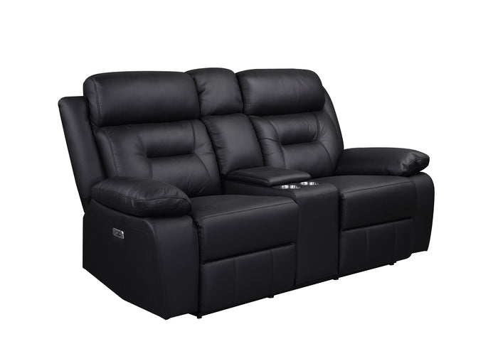 Monroe Power Double Reclining Console Loveseat, Black Leather image 4