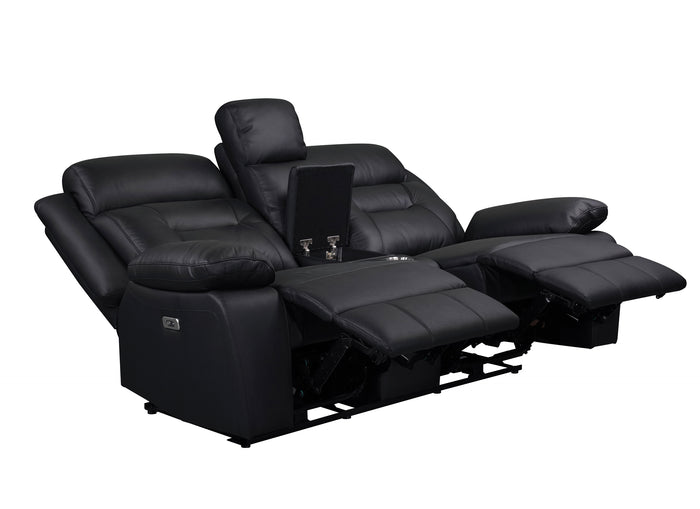Monroe Power Double Reclining Console Loveseat, Black Leather image 5