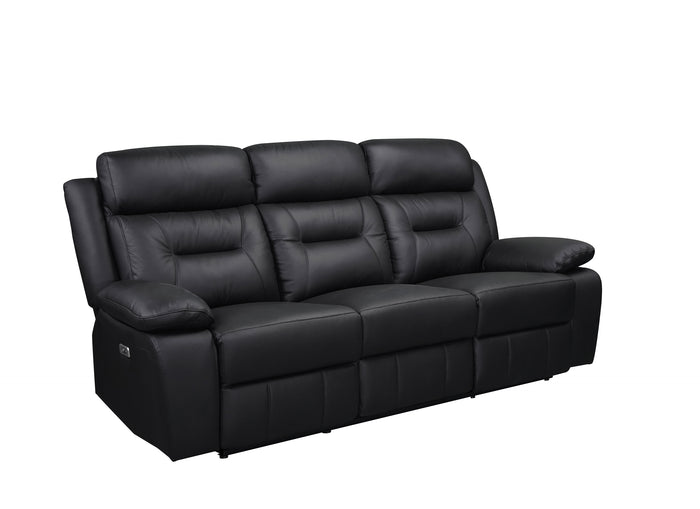 Monroe Power Double Reclining Sofa, Black Leather image 4