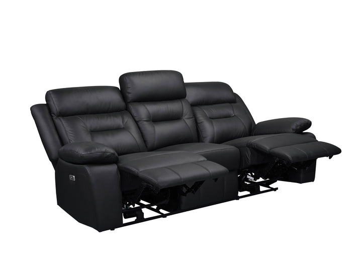 Monroe Power Double Reclining Sofa, Black Leather image 5