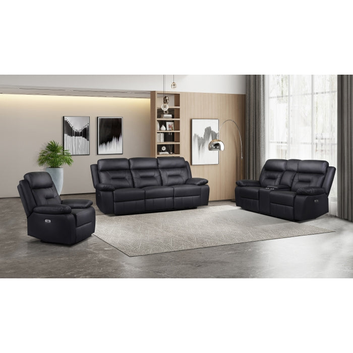 Monroe Dual-Power Glider Recliner, Black Leather image 4