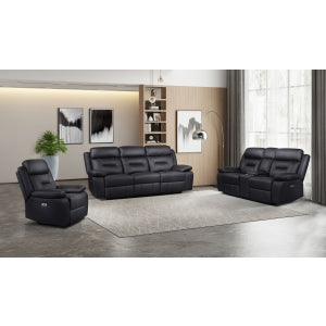 Monroe Dual-Power Glider Recliner, Black Leather image 3
