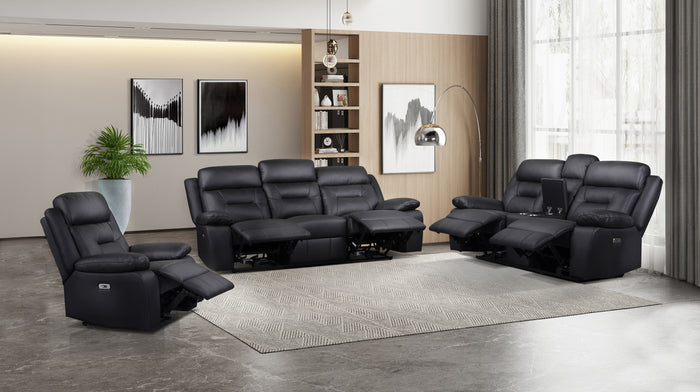 Monroe Dual-Power Glider Recliner, Black Leather image 2