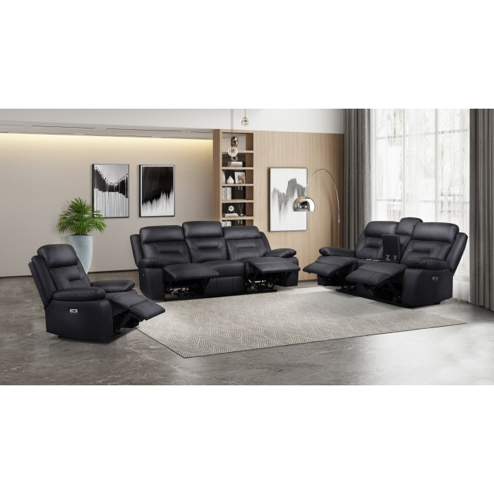 Monroe Dual-Power Glider Recliner, Black Leather image 7