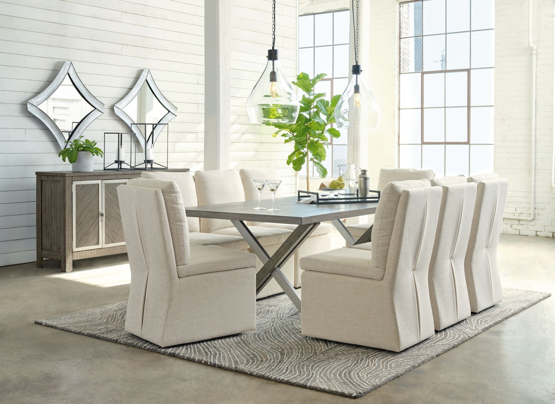Dark Gray / 9 Pc. Table, 8 Chairs