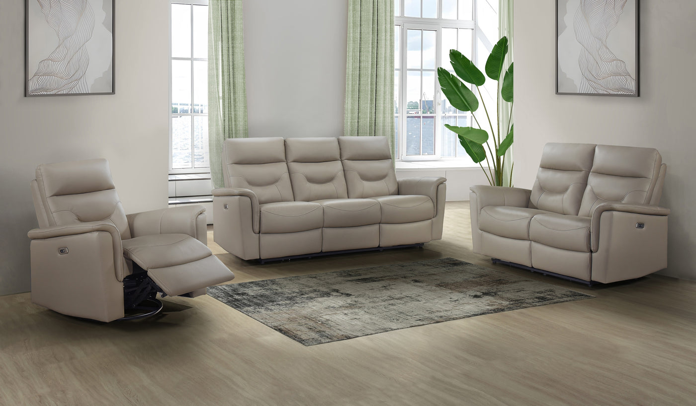Vale Power Reclining Loveseat, Latte Leather Match