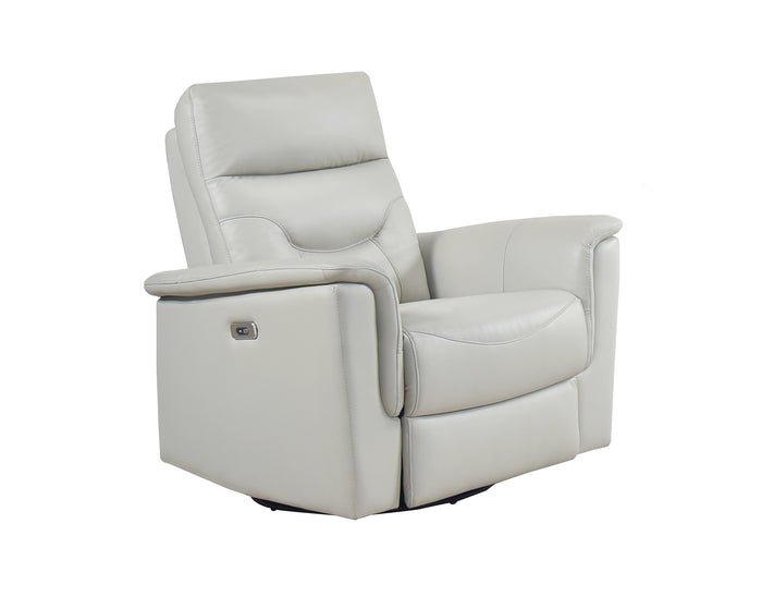 Vale Power Swivel Glider Recliner, Silver Leather Match image 4