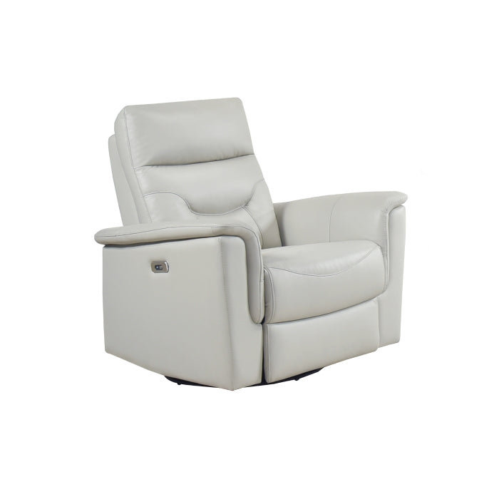 Vale Power Swivel Glider Recliner, Silver Leather Match image 8