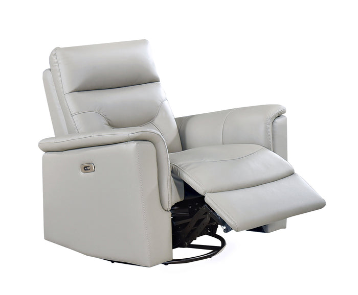 Vale Power Swivel Glider Recliner, Silver Leather Match image 5