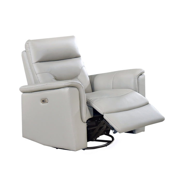 Vale Power Swivel Glider Recliner, Silver Leather Match image 9