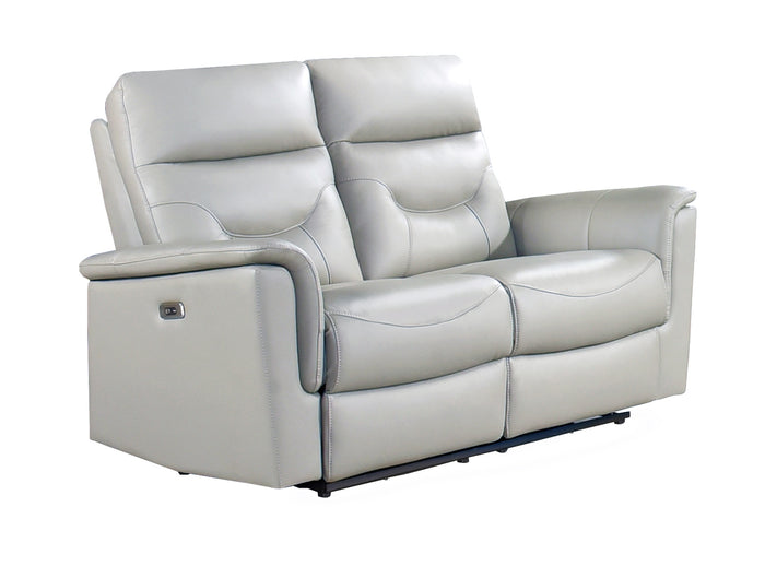 Vale Power Reclining Loveseat, Silver Leather Match image 4
