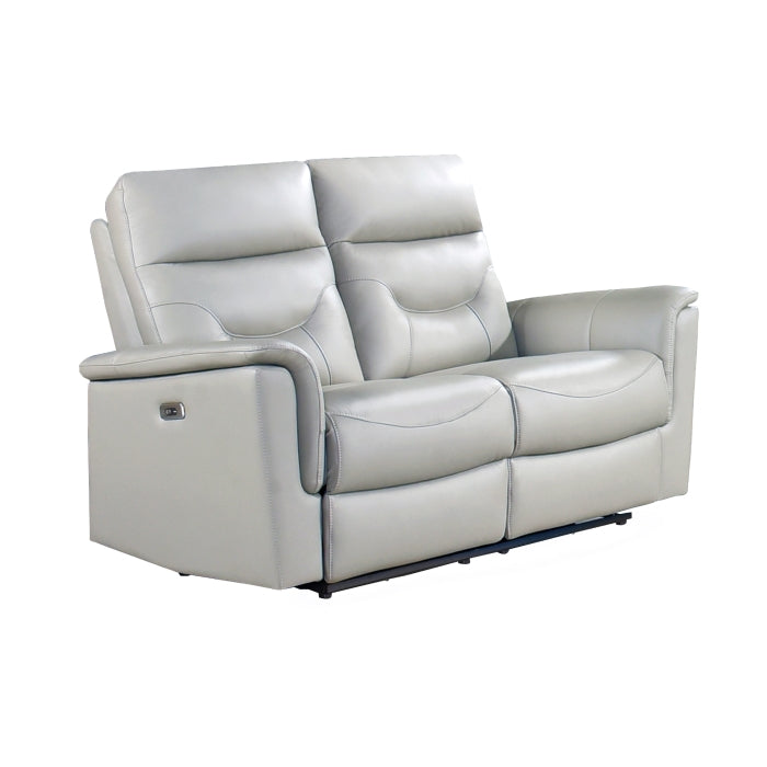 Vale Power Reclining Loveseat, Silver Leather Match image 8