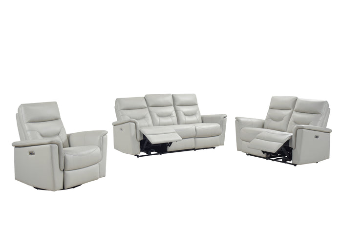 Vale Power Reclining Loveseat, Silver Leather Match image 6
