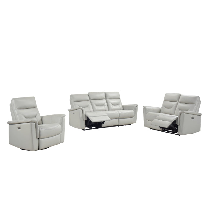 Vale Power Reclining Loveseat, Silver Leather Match image 10