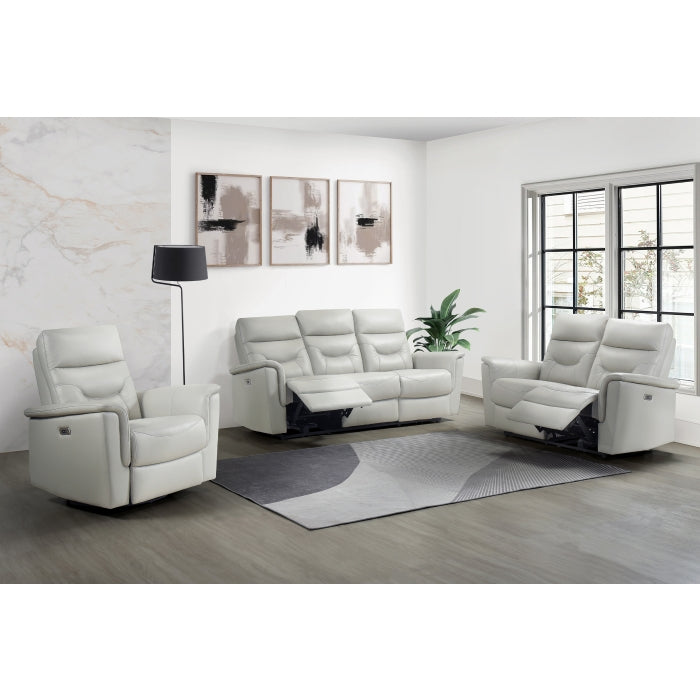 Vale Power Reclining Sofa, Silver Leather Match image 2