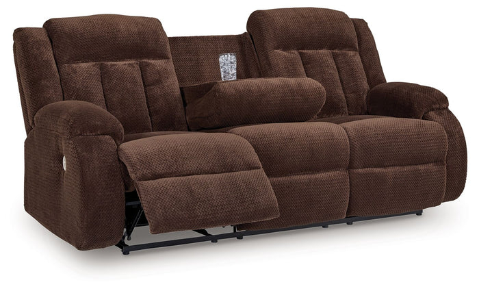 Free Wake - Reclining Power Sofa With Drop Down Table - Chocolate image 1
