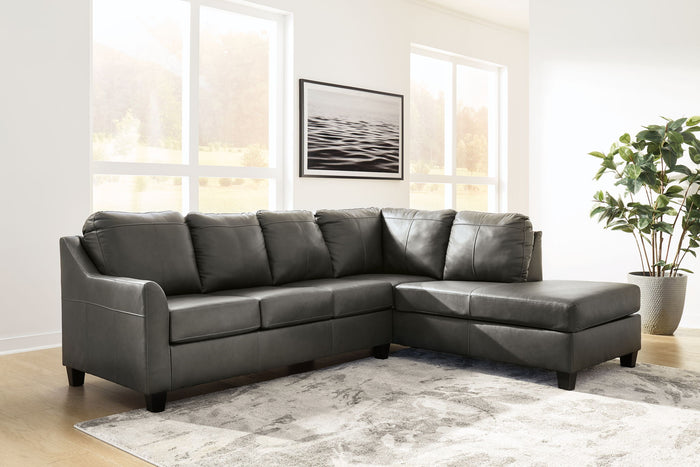 Valderno - 2-Piece Sectional With Raf Corner Chaise - Leather Match - Fog image 3