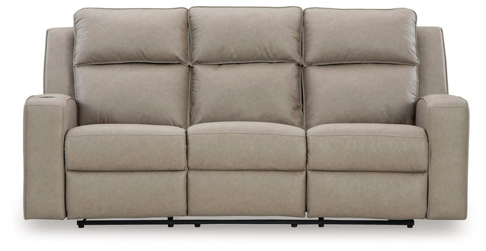 Lavenhorne - Rec Sofa W/Drop Down Table - Pebble image 1