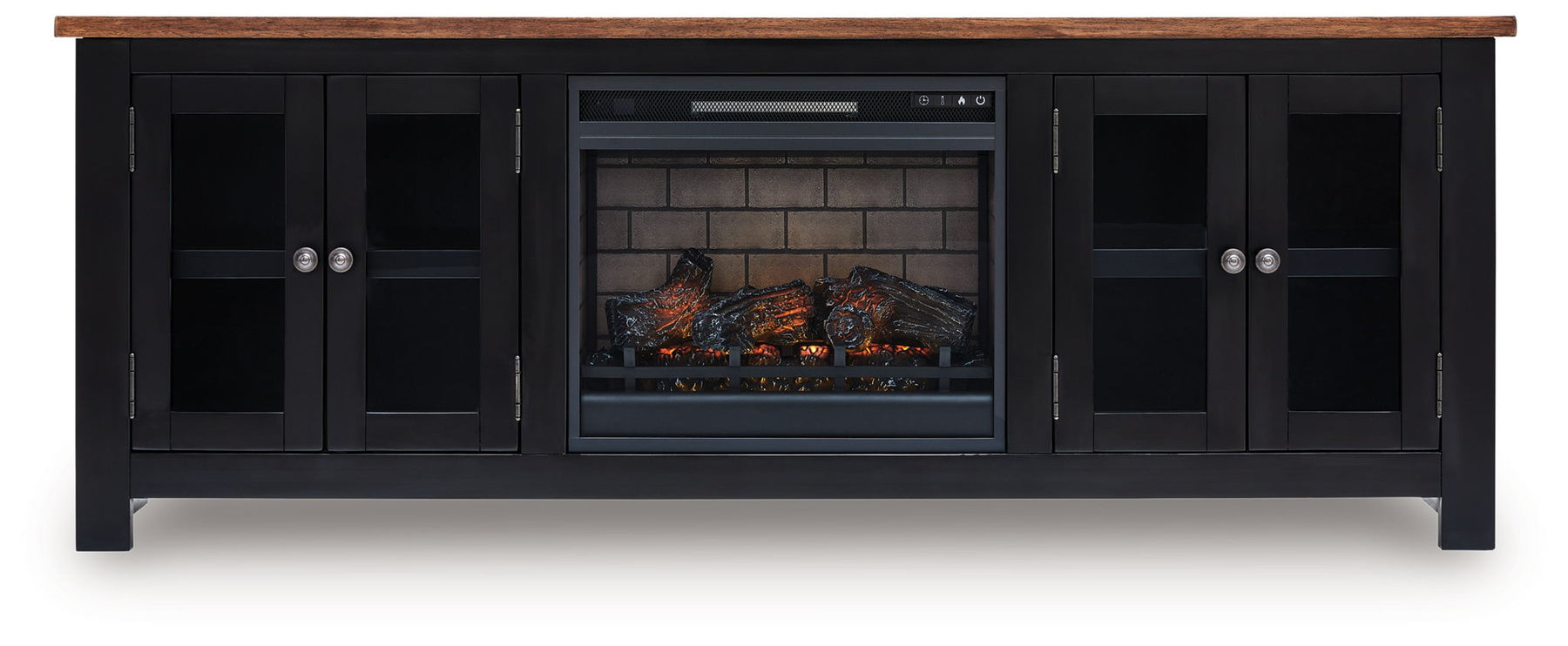 Black / Faux Brick Fireplace Insert