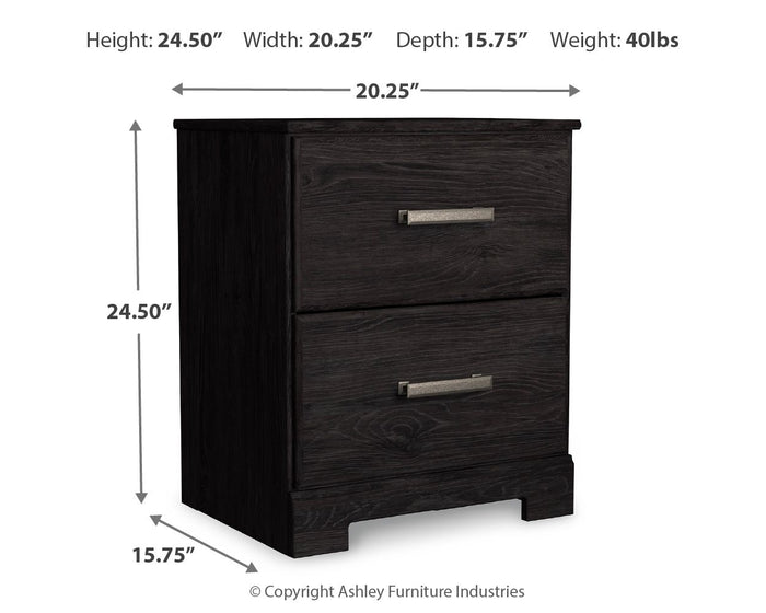 Belachime - Two Drawer Night Stand - Charcoal image 3