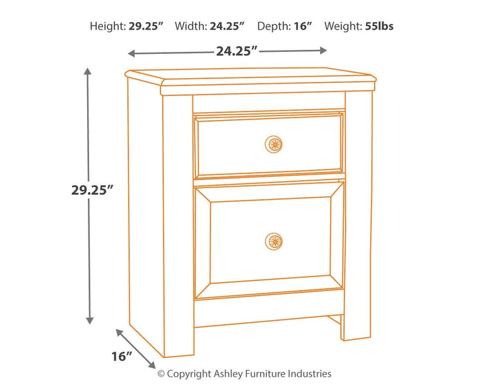 Paxberry - Two Drawer Night Stand - Whitewash image 3