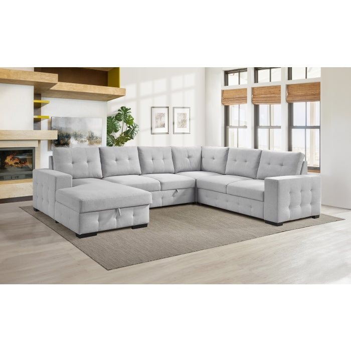 Halston 4-Piece Sectional with Pull-Out Bed and Left Storage Chaise, Grey image 7