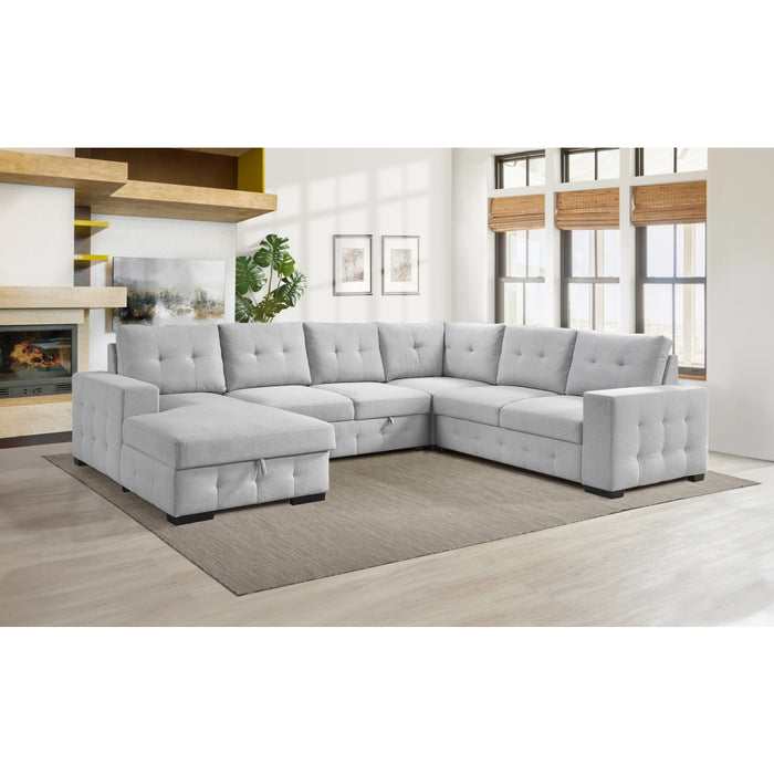 Halston 4-Piece Sectional with Pull-Out Bed and Left Storage Chaise, Grey image 9