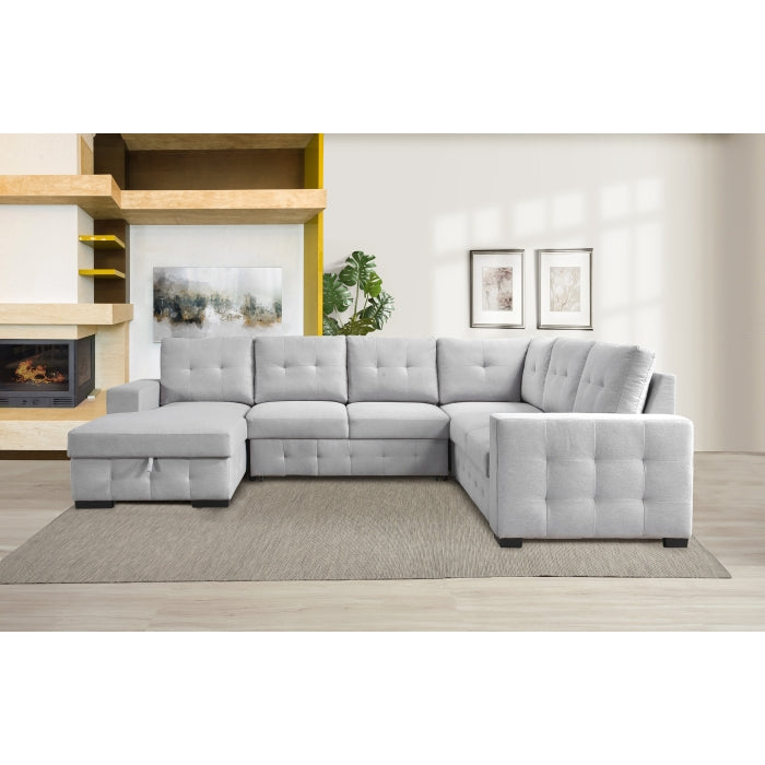 Halston 4-Piece Sectional with Pull-Out Bed and Left Storage Chaise, Grey image 8