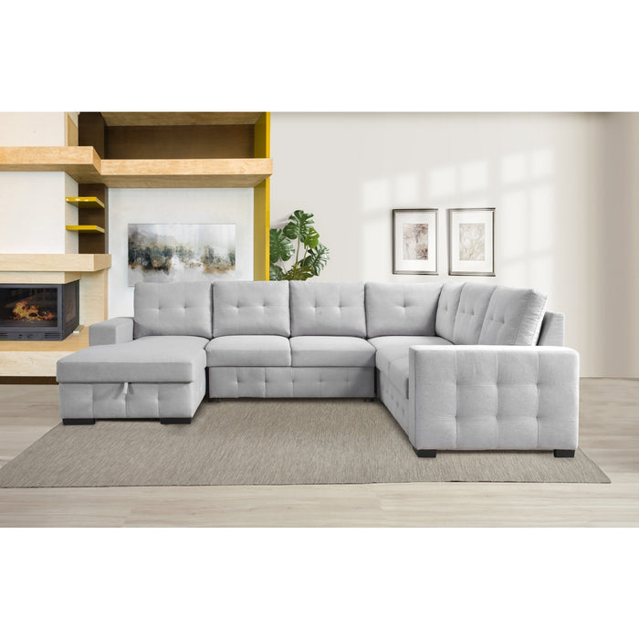 Halston 4-Piece Sectional with Pull-Out Bed and Left Storage Chaise, Grey image 10